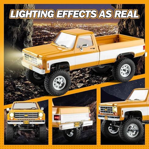 EAZYRC FMS 1/18 FCX18S Chevy K10 S RC Crawler RTR مع ترخيص أحمر، شاحنة بيك اب RC 4x4 Chevy Hobby Grade 2-Speed ​​Transmission Monster Truck للبالغين مع ضوء LED (أحمر) in Kuwait