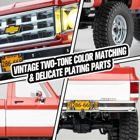 EAZYRC FMS 1/18 FCX18S Chevy K10 S RC Crawler RTR مع ترخيص أحمر، شاحنة بيك اب RC 4x4 Chevy Hobby Grade 2-Speed ​​Transmission Monster Truck للبالغين مع ضوء LED (أحمر) in Kuwait