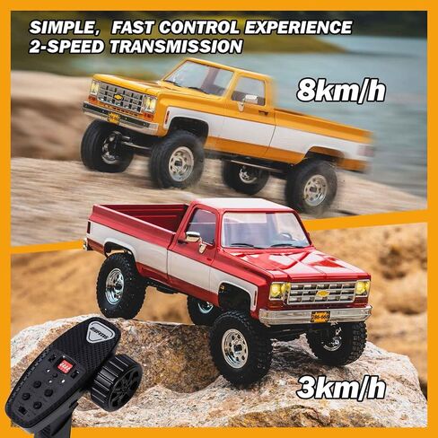 EAZYRC FMS 1/18 FCX18S Chevy K10 S RC Crawler RTR مع ترخيص أحمر، شاحنة بيك اب RC 4x4 Chevy Hobby Grade 2-Speed ​​Transmission Monster Truck للبالغين مع ضوء LED (أحمر) in Kuwait