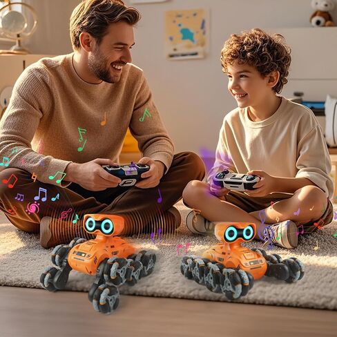 Robot Toys for Kids, 8-Wheel Stunt Car with LED Eyes, Flexible Head, 2.4 GHz Remote, Auto Demo & Music,Robot Toys Gift for Kids 6 7 8 9 10 11 12+ Years Old Boys Girls in Kuwait
