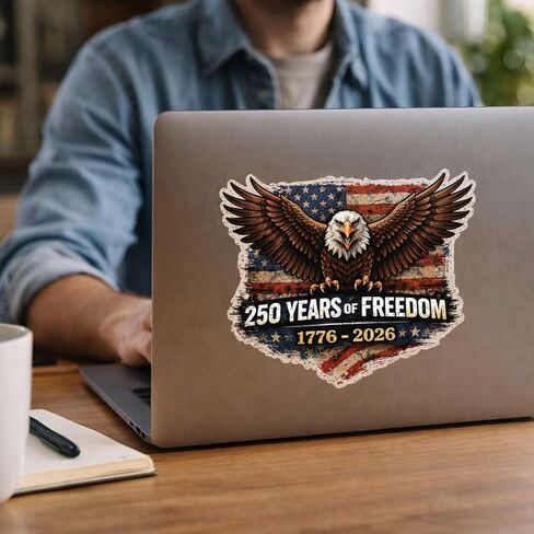 Set of 2, USA 250th Anniversary Car Decal, 6-8 inches, Patriotic Eagle 1776-2026 Sticker, American Flag Auto Decals, 250 Years of Freedom Vinyl Sticker for Car, Truck, Window in Kuwait