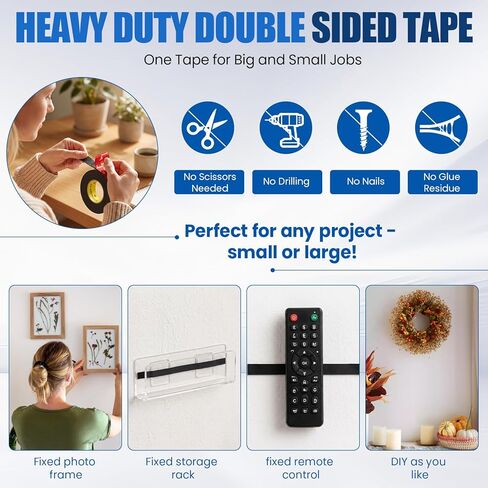 Heavy Duty Double Sided Tape, Industrial Grade Mounting Adhesive Tape, 20LBS+ Strong Adhesion 9.84ft x 0.39in Weatherproof Heat Resistant Tape for Wall Car Interior Electronics Glass Metal in Kuwait