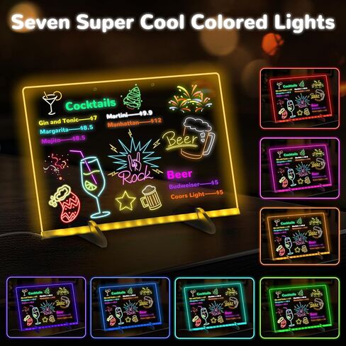 BlueSwan Led Drawing Board for Kids, 16.8" Led Painting Sets with 12 Watercolors, 4 Modes & 10 Light Effects Light Up Acrylic Dry Erase Arts Kits, Coloring Books Birthday Gifts for Girls Boys Age 3+ in Kuwait