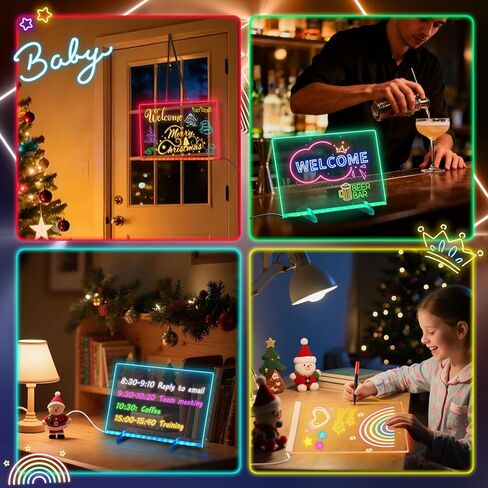 BlueSwan Led Drawing Board for Kids, 16.8" Led Painting Sets with 12 Watercolors, 4 Modes & 10 Light Effects Light Up Acrylic Dry Erase Arts Kits, Coloring Books Birthday Gifts for Girls Boys Age 3+ in Kuwait