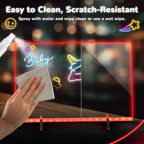 BlueSwan Led Drawing Board for Kids, 16.8" Led Painting Sets with 12 Watercolors, 4 Modes & 10 Light Effects Light Up Acrylic Dry Erase Arts Kits, Coloring Books Birthday Gifts for Girls Boys Age 3+ in Kuwait