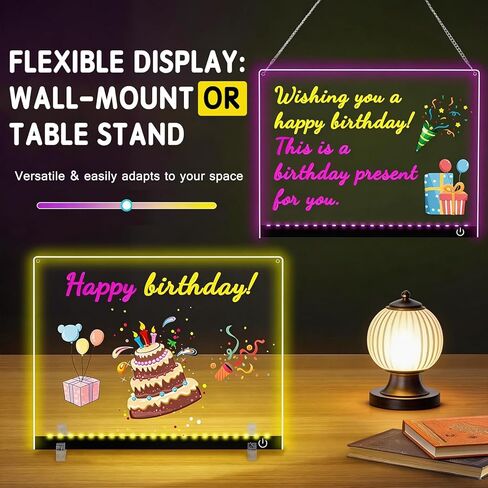 Led Drawing Board for Kids with 10 Light Effects, 16" Rechargeable Doodle Glow LED Note Board, Neon Art Dry Erase Light Up Drawing Tablet， Gifts for Kids for Easter Birthday Christmas Gift Ideas in Kuwait