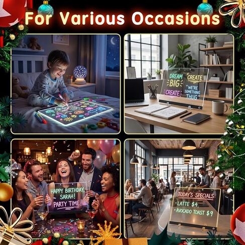 Led Drawing Board for Kids with 10 Light Effects, 16" Rechargeable Doodle Glow LED Note Board, Neon Art Dry Erase Light Up Drawing Tablet， Gifts for Kids for Easter Birthday Christmas Gift Ideas in Kuwait