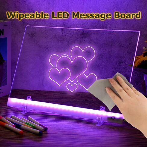 لوحة رسم LED من Lumiboard، لوحة ملاحظات LED بـ 7 ألوان، لوحة مشغولة مقاس 13 × 10 بوصة مع محول/ 7 علامات/قماش ناعم/ حاملين، هدايا المهرجان للمراهقين/المكاتب in Kuwait
