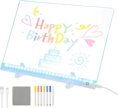 لوحة رسم LED من Lumiboard، لوحة ملاحظات LED بـ 7 ألوان، لوحة مشغولة مقاس 13 × 10 بوصة مع محول/ 7 علامات/قماش ناعم/ حاملين، هدايا المهرجان للمراهقين/المكاتب in Kuwait