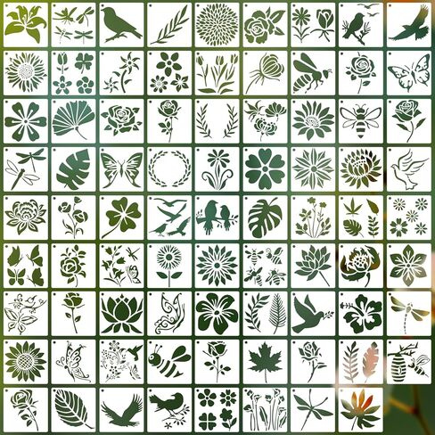 80 Pcs 3 Inch Stencils for Painting on Wood, Butterfly & Flower Stencils for Crafts Reusable Drawing Stencil for Kids Classroom Projects, Fabric Art, Wood Signs, Wall Murals, Engraving in Kuwait