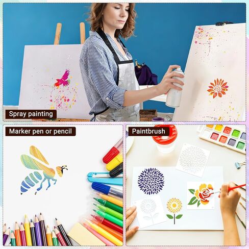 80 Pcs 3 Inch Stencils for Painting on Wood, Butterfly & Flower Stencils for Crafts Reusable Drawing Stencil for Kids Classroom Projects, Fabric Art, Wood Signs, Wall Murals, Engraving in Kuwait