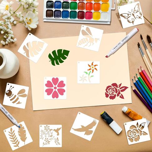 80 Pcs 3 Inch Stencils for Painting on Wood, Butterfly & Flower Stencils for Crafts Reusable Drawing Stencil for Kids Classroom Projects, Fabric Art, Wood Signs, Wall Murals, Engraving in Kuwait