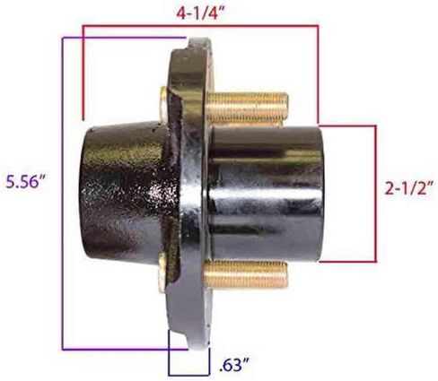 TRP Trailer Hub Assembly - 5 On 4-1/2" Bolt Circle, with EZ-Lube Dust Cap (BT-150-04-EZ) in Kuwait