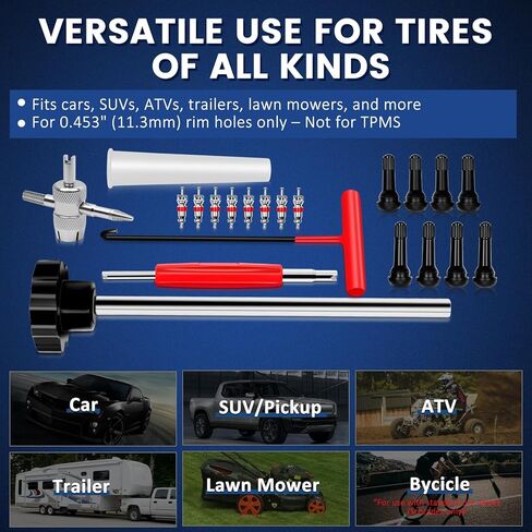 22PCS Tire Valve Stem Tool–Quick Change Valve Installer Kit with TR413/TR414 Valve Stems,Valve Stem Removal Tool,4-Way Valve Core Removal Tool,T-Handle Puller,Push Rod&Gloves–Fits Cars,Trucks and More in Kuwait