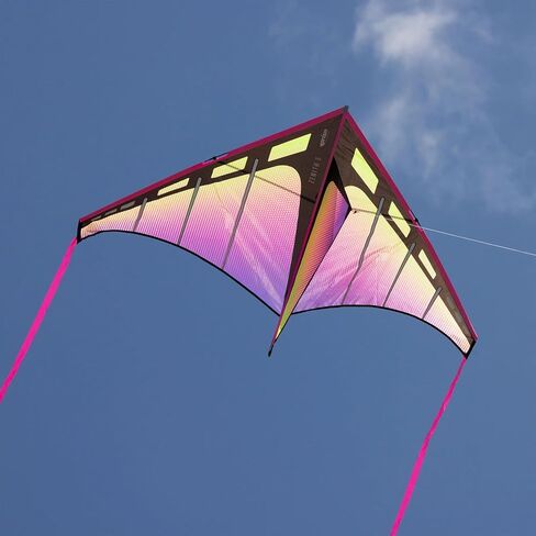 Prism Kite Technology High Flying Zenith 5 Single Line Delta Kite in Plasma Color and 5 Foot Wingspan - Includes Two 8' snap-on Wingtip Ribbon Tails and 200' x 50 lbs Polyester Flying Line in Kuwait