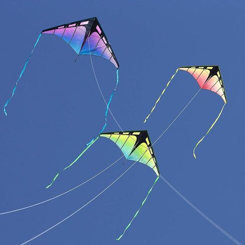 Prism Kite Technology High Flying Zenith 5 Single Line Delta Kite in Plasma Color and 5 Foot Wingspan - Includes Two 8' snap-on Wingtip Ribbon Tails and 200' x 50 lbs Polyester Flying Line in Kuwait