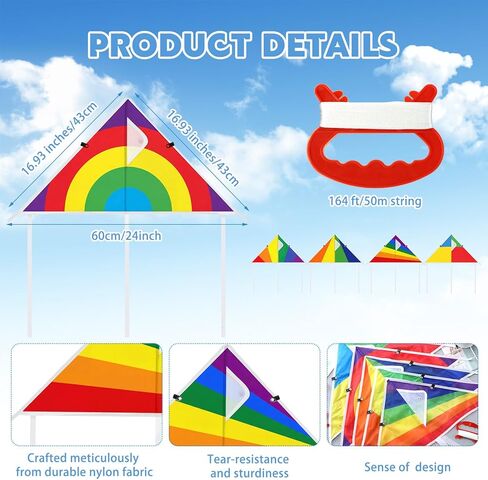 VioraWhite 30 Pcs Colorful Kites 24 Inch for Kids Adults Easy to Fly on Yard Beach Outdoor Toys Great for Birthday Party Favors Stocking Stuffers Family Beach Outdoor Games for Kids Ages 4-8 8-12 in Kuwait