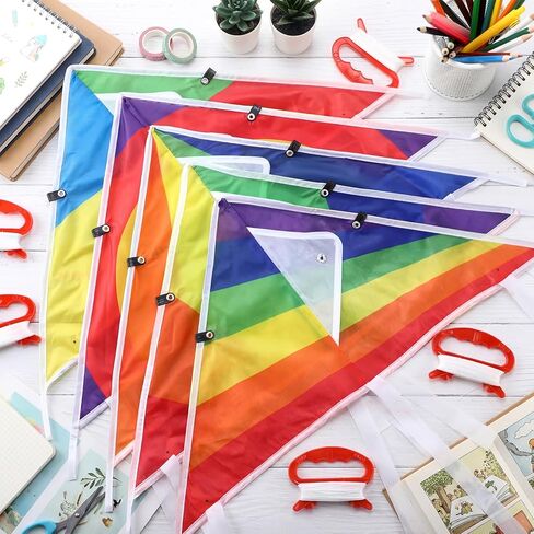 VioraWhite 30 Pcs Colorful Kites 24 Inch for Kids Adults Easy to Fly on Yard Beach Outdoor Toys Great for Birthday Party Favors Stocking Stuffers Family Beach Outdoor Games for Kids Ages 4-8 8-12 in Kuwait