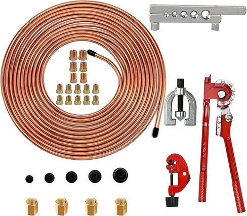 MuHize 25 ft 3/16-Inch Brake Line Kit – Upgraded Copper-Coated Brake Line with Fittings, Unions, Bender, Flare Tool and Cutter in Kuwait
