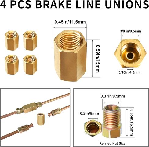 MuHize 25 ft 3/16-Inch Brake Line Kit – Upgraded Copper-Coated Brake Line with Fittings, Unions, Bender, Flare Tool and Cutter in Kuwait
