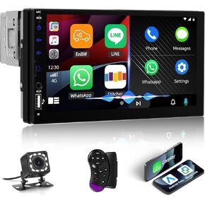 Single Din Car Stereo with Carplay&Android Auto,9 Inch 1 Din Touchscreen Car Radio with Bluetooth FM/AM Radio Mirror Link for iOS/Android TF/USB/AUX Input SWC Car Multimedia Player + Backup Camera in Saudi Arabia
