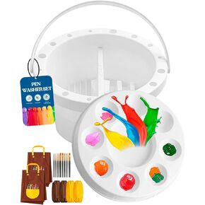 Paint Brush Cleaner Cup with Palette & Holder, Portable Art Brush Washer with Lid & Sponges, Paint Brush Organizer for Acrylic, Watercolor, Water-Based Paints – Painting Supply Storage for Artists in Saudi Arabia