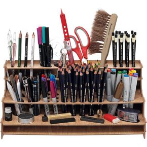 Mezzo Artist Drawing Rack - Wood Grain Laminate Multi Layer Desk Stand Professional Storage Display Organizer for Pens, Pencils, Drafting and all other Drawing Tools in Saudi Arabia