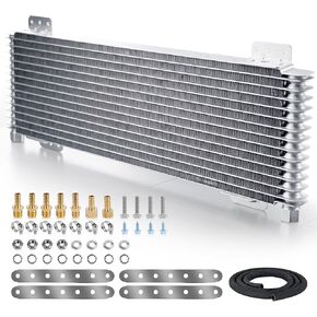 LPD47391 Transmission Oil Cooler Kit - Heavy Duty 40,000 GVW Max Trans Cooler, Universal Fit for Trucks, RVs, and Towing Vehicles, Includes Complete Mounting Hardware Silver in Saudi Arabia