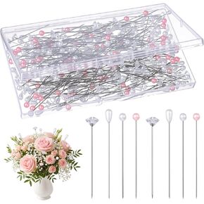 300 Pcs Diamond Pins for Bouquets 4 Styles Corsage Pin Floral Pins for Crafts Teardrop Pearl Head Flower Bouquet Accessories for Dressmaking Jewelry Sewing Wedding in Kuwait