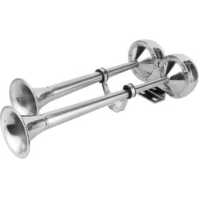 aqxreight 12V Dual Trumpet Horn 304 الفولاذ المقاوم للصدأ المصقول للقوارب البحرية، RVs، سيارات الدفع الرباعي، والشاحنات وصوت واضح، سهل التركيب in Kuwait