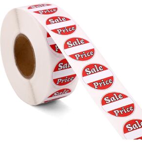 1000pcs Red Sale Price Stickers, 1in/2.5cm Round Adhesive Retail Pricing Labels Sale Tags for Supermarkets Retail Store Clearance in Kuwait