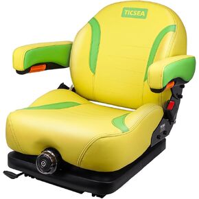 Suspension Seat for Zero Turn Mower – Comfort Pro Tractor Seat with Adjustable Backrest, Cushioned Armrests & Yellow-Green Design for John Deere, Hustler, Gravely, Bad Boy, Kubota, Toro in Kuwait