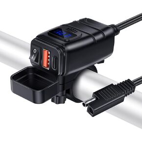 شاحن هاتف للدراجات النارية، شاحن USB مزدوج QC3.0 نوع C PD للدراجات النارية مع مفتاح تشغيل/إيقاف، قطع سريع لمحول USB SAE ملحقات الدراجات النارية للهواتف in Kuwait
