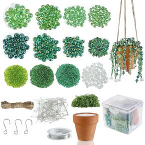 kanpura 1875 Pcs Green Glass Beaded Plant Kit Green Beads for Succulent Plant Jewelry Making and DIY Crafts Earrings Necklace Plants Lover Gifts in Saudi Arabia
