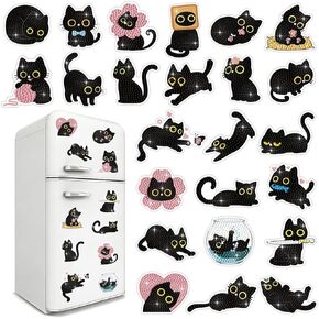 24 Pcs Diamond Art Kits for Kids Teens Adults, Fridge Magnets Diamond Painting Kits Cat Dimond Art Paintings Gem Art Refrigerator Magnets Arts and Crafts for Kids DIY Crafts Gifts Home Decors in Kuwait