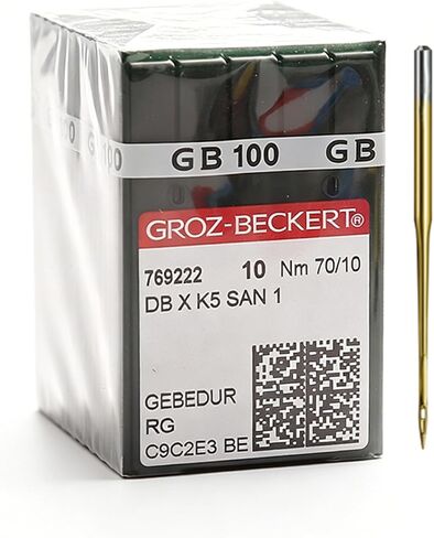 Skysewing 100PCS 770825 80/12 Groz-Beckert DBXK5 SAN1 GEBEDUR Embroidery Needles Titanium Coated RG Point, Suitable for Tajima Barudan SWF Zsk Commercial Industrial Computer Embroidery Machine in Kuwait