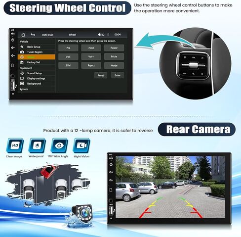 ستيريو سيارة أحادي الدين مع Carplay&Android Auto، راديو سيارة بشاشة تعمل باللمس 9 بوصة 1 Din مع وصلة مرآة راديو FM/AM بلوتوث لنظام iOS/Android TF/USB/AUX مدخل SWC مشغل وسائط متعددة للسيارة + كاميرا احتياطية in Saudi Arabia