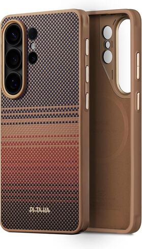 pitaka for Samsung Galaxy S24 Ultra Case, 6.8 Inch, Compatible with MagSafe, Protective S24 Ultra Case, 1500D Aramid Fiber Made [PinButton Case] Black in Saudi Arabia