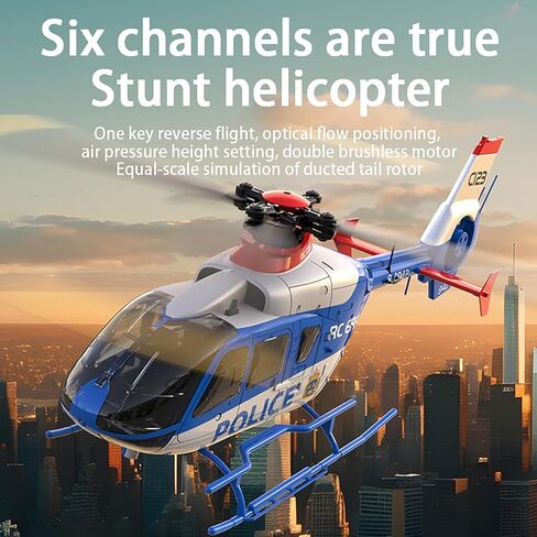 طائرة هليكوبتر 281 مم EC135 C123 تعمل بالتحكم عن بعد للبالغين الخبراء 6CH RC Heli تحافظ على ارتفاع محرك بدون فرشاة/وضع التدفق البصري/تطير مقلوبًا ثلاثي الأبعاد (بطارية RTF واحدة) in Kuwait