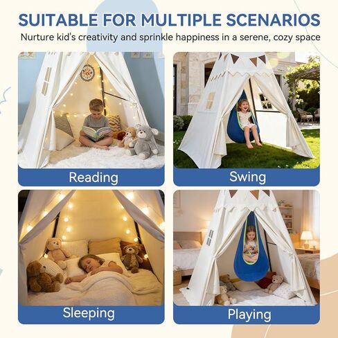 Swing Stand Frame with Sensory Pod Swings and Kids Tent,Play Tent,Heavy Duty Metal Swings Frame,Cotton Sensory Pod Swing for Kids,Large Playhouse for Toddler Indoor and Outdoor 330LBS in Kuwait