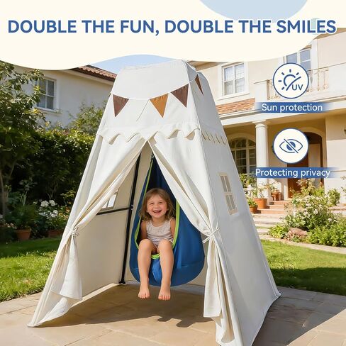 Swing Stand Frame with Sensory Pod Swings and Kids Tent,Play Tent,Heavy Duty Metal Swings Frame,Cotton Sensory Pod Swing for Kids,Large Playhouse for Toddler Indoor and Outdoor 330LBS in Kuwait