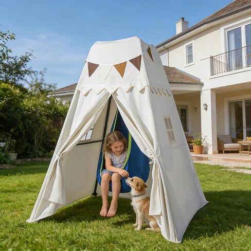 Swing Stand Frame with Sensory Pod Swings and Kids Tent,Play Tent,Heavy Duty Metal Swings Frame,Cotton Sensory Pod Swing for Kids,Large Playhouse for Toddler Indoor and Outdoor 330LBS in Kuwait