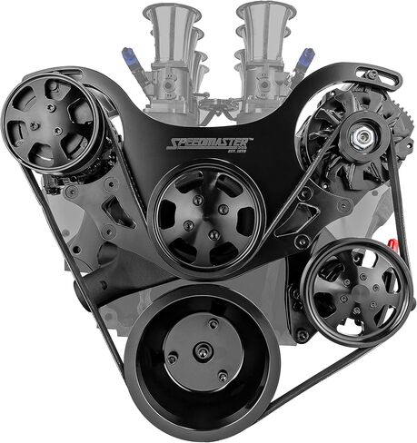 Speedmaster 1-673-002-02 Compatible with Chevy BBC 454 Aluminum Complete Serpentine Belt Drive System Kit [Black] in Kuwait