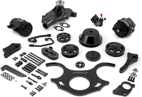 Speedmaster 1-673-002-02 Compatible with Chevy BBC 454 Aluminum Complete Serpentine Belt Drive System Kit [Black] in Kuwait