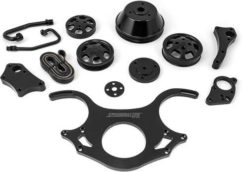Speedmaster 1-673-002-02 Compatible with Chevy BBC 454 Aluminum Complete Serpentine Belt Drive System Kit [Black] in Kuwait