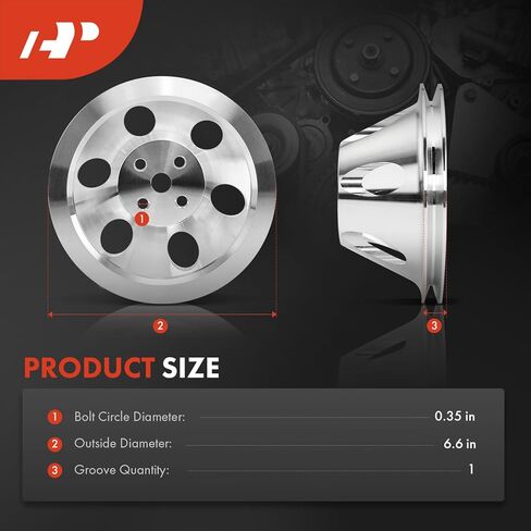 A-Premium 6.6 Inch Water Pump Pulley with Single-Groove Machined Aluminum Compatible with 1955-1968 Chevrolet Small Block V8 262, 265, 267, 283, 302, 305, 307, 327, 350, 400, Short Water Pump in Kuwait