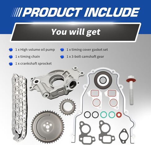 M295HV Oil Pump Timing Chain Kit with Gaskets Compatible with Silverado Avalanche Express Suburban Sierra Yukon Escalade 1998-2020 4.8L 5.3L 5.7L 6.0L Replace 12696357 TCS45993 in Kuwait
