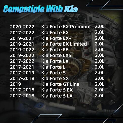 مجموعة سلسلة توقيت المحرك من AUCERAMIC مناسبة لشركة Hyundai Elantra 2017-2020، Veloster 2019-2021، Kona 2018-2021 | كيا فورتي 2017-2022، Forte5 EX/LX 2017-2018 2.0L، استبدال OE #24350-2E700　24370-2E010 in Kuwait