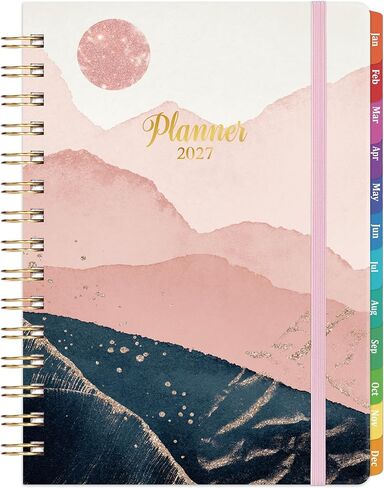 2025 Planner - Planner 2025 with Tabs, Jan 2025 - Dec 2025, Large Weekly and Monthly Planner, 9" x 11", Hardcover Planner with Box + Back Pocket + Twin-Wire Binding + Inner Pocket - Moon in Saudi Arabia