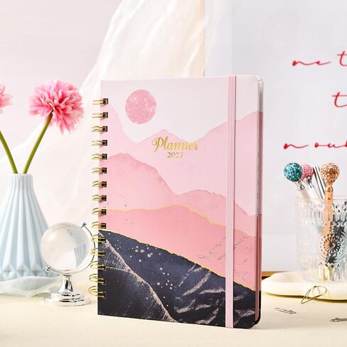 2025 Planner - Planner 2025 with Tabs, Jan 2025 - Dec 2025, Large Weekly and Monthly Planner, 9" x 11", Hardcover Planner with Box + Back Pocket + Twin-Wire Binding + Inner Pocket - Moon in Saudi Arabia